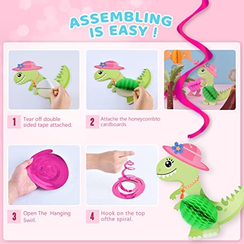 WERNNSAI 3D Dinosaur Party Centerpieces - 7 Pieces Honeycomb Centerpieces Volcano Coconut Tree T-Rex Dino Theme Table Topper Party Decorations for Kids Girl Birthday Baby Shower