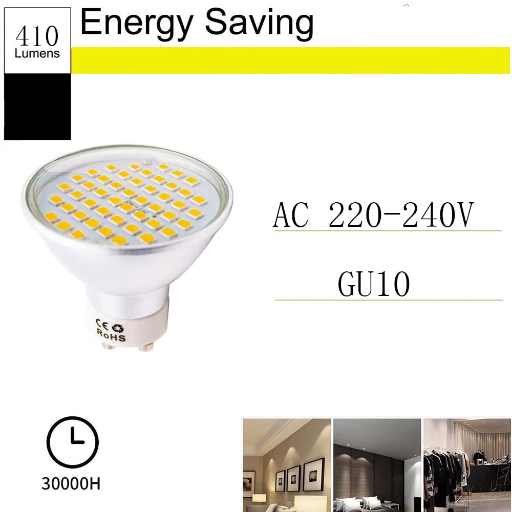 Xindaxin - Bombillas LED (GU10, 4,5 W, no regulable, para bombillas de 40 W, 400-420 lm, luz blanca cálida, 2800-3200 K, 120 °, 20 unidades)