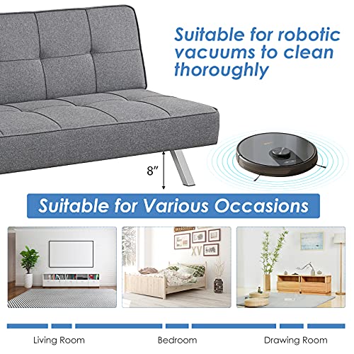 Giantex 3-Seat Convertible Sofa Bed, Sofa Bed W/ 3 Adjustable Angles, Line Fabric & High-Density Sponge, Durable Wood Frame &Sturdy Stainless-Steel Feet, Suitable For Living Room, Bedroom #TOP5