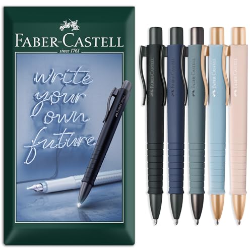 Faber-Castell ポリボール アーバン XB ボールペン - エクストラ太字 - マルチカラーバレル ブルーインク - 封筒ギフトパック 5本入り