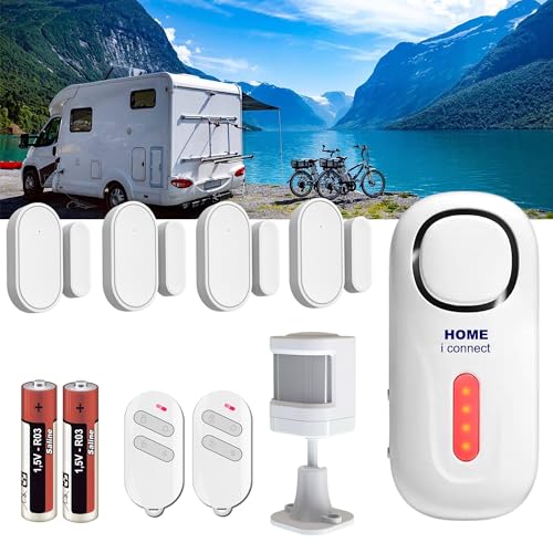 Nouveau - Alarme de Camping Car - 100% Autonome - Alimentation par Piles - Sirène Puissante avec 4...