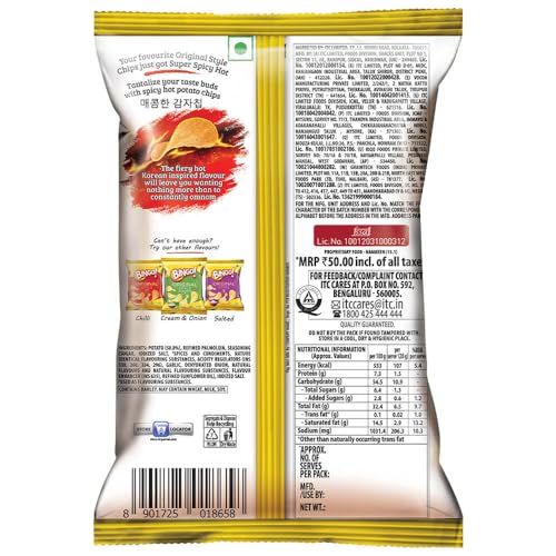 Image of Bingo Original Style Hot & Spicy Korean Style, 90 gram /85g(Weight may vary)