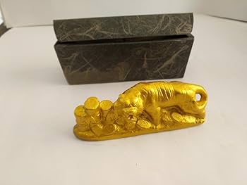 ★商談中★　3971 文鎮 鋳銅製 吉田叡示 住友家義周虎 ペーパーウェイト ☆商談中☆3971 文鎮 鋳銅製 吉田叡示 住友家義周虎 ペーパー