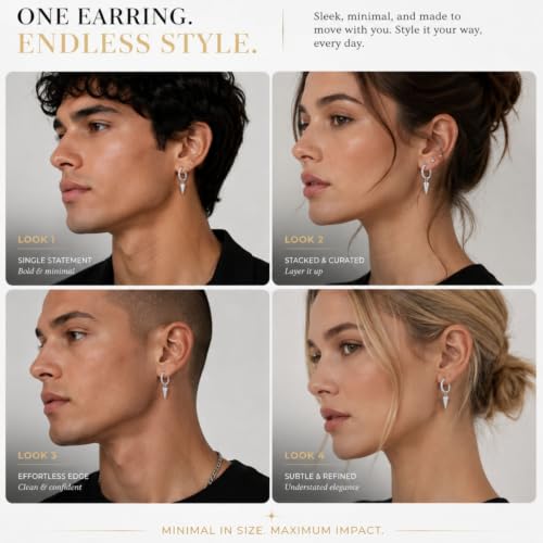 Image of Young & Forever Gift Stainless Steel Hoop Stud Earrings for Men and Boys