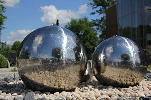 Preisvergleich Produktbild Kugelbrunnen 60 cm incl. LED Komplettset Gartenbrunnen Wasserspiel Edelstahl poliert