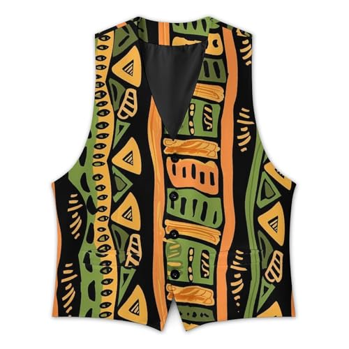 African Ethnic Patterns Suit Vest for Men Casual Business Tuxedo Slim Fit Suit Vests Lightweight Waistcoat2