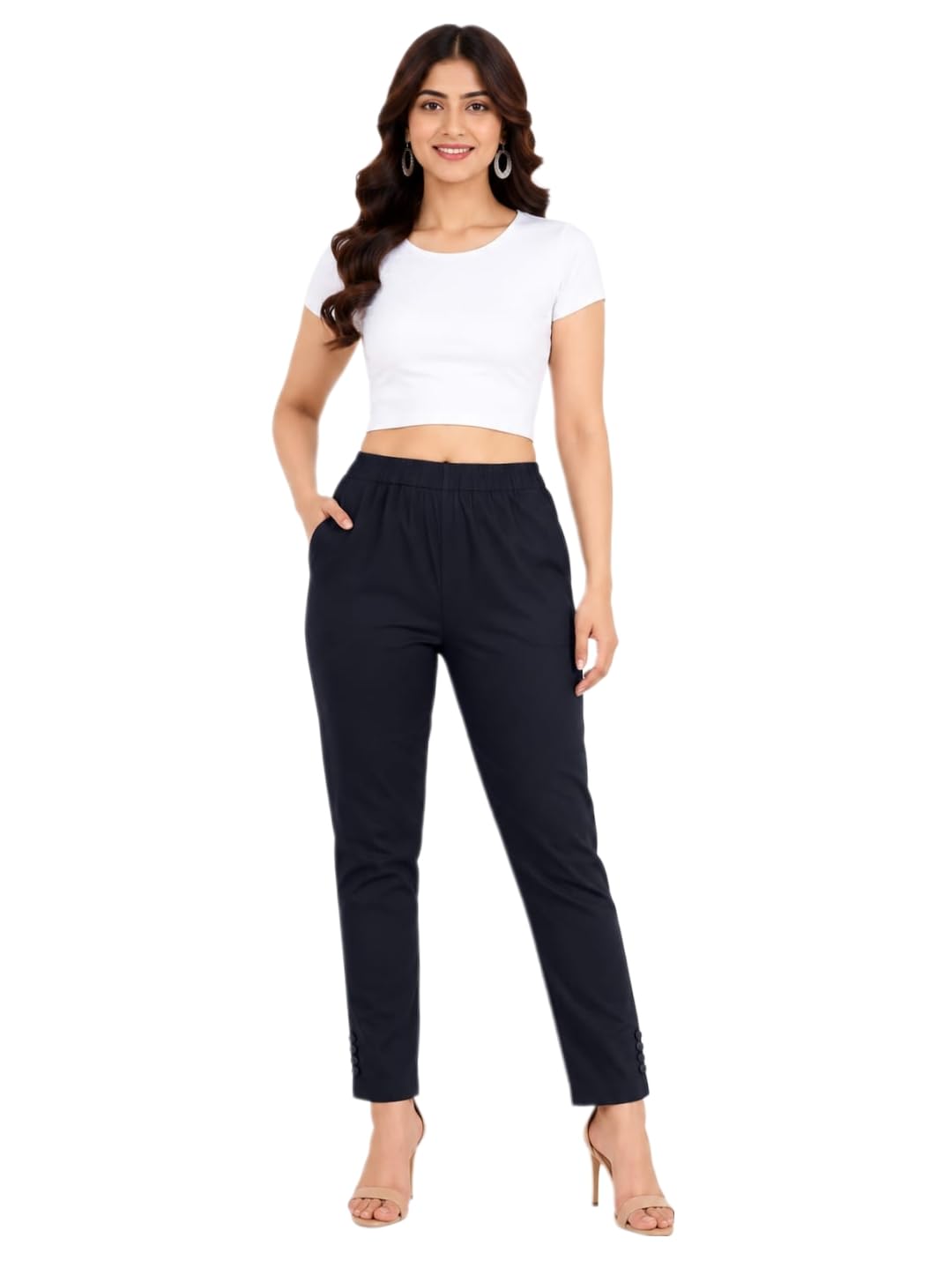 Cherry Club Women's Slim Fit Trousers Jeggings with Elastic Waist-picture-20