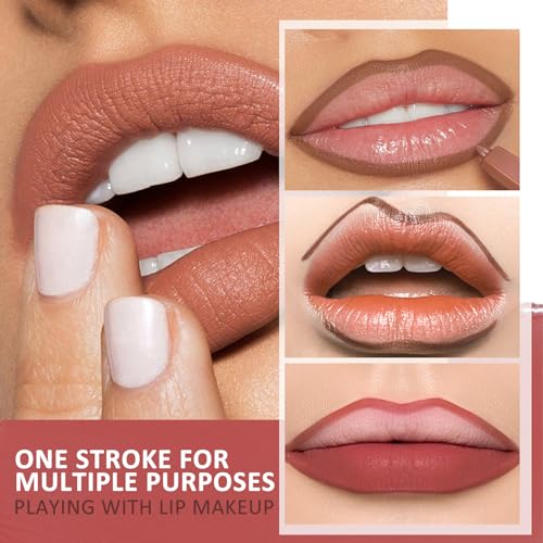 Nude Lip Liner Lipsticks for Women Long Lasting - High Pigmented Velvet Waterproof Lipsticks Lip Pencil for Sculpting & Filling, Ideally Defined Lips - Natural Lip Liner Makeup Gift, Honey Peach - Image 4