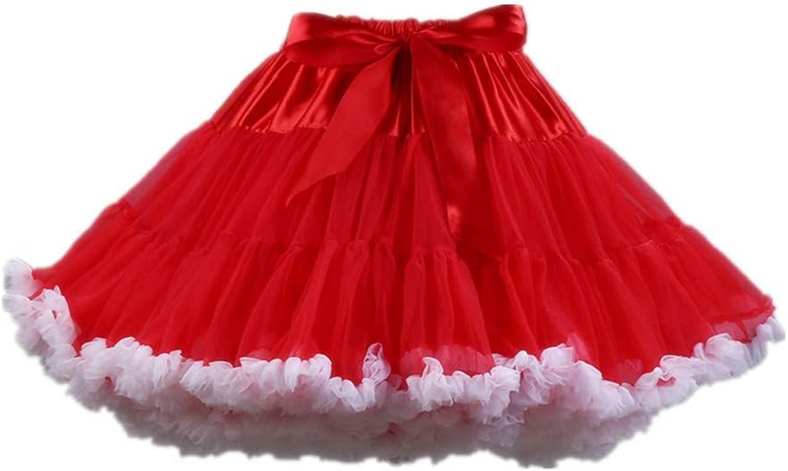 Womens 3-Layered Pleated Tulle Petticoat Tutu Puffy Party Cosplay Skirt
