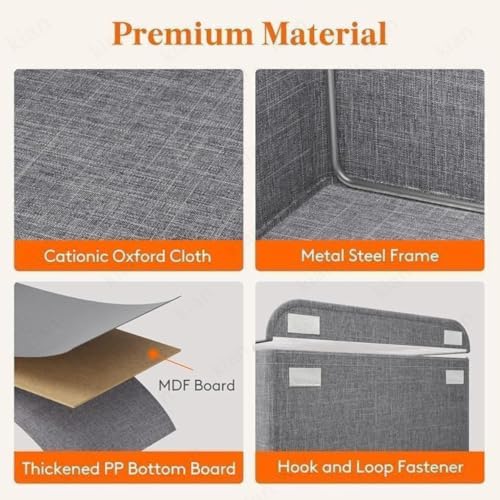 Image of Kian PVC Storage Basket With Lid and without lid Clothes Organizer Storage Box Steel Frame Wardrobe Organizer Foldable Clothes Storage Box 26 Liter (Pack of 1) (Grey)
