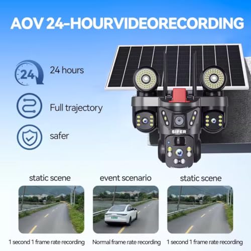 Image of SIFER 12 MP Full HD Triple Lens Solar CCTV Camera | Two-Way Audio | 4g sim Solar Camera Outdoor Waterproof 360 | Human Detection | Color Night Vision