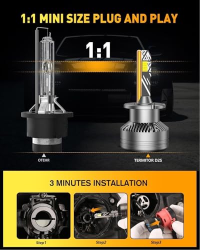 Image of Termitor D2S-Style HID Kits, IP68 Waterproof Auxiliary Light, Universal Fit for Vehicles, Pack of 2