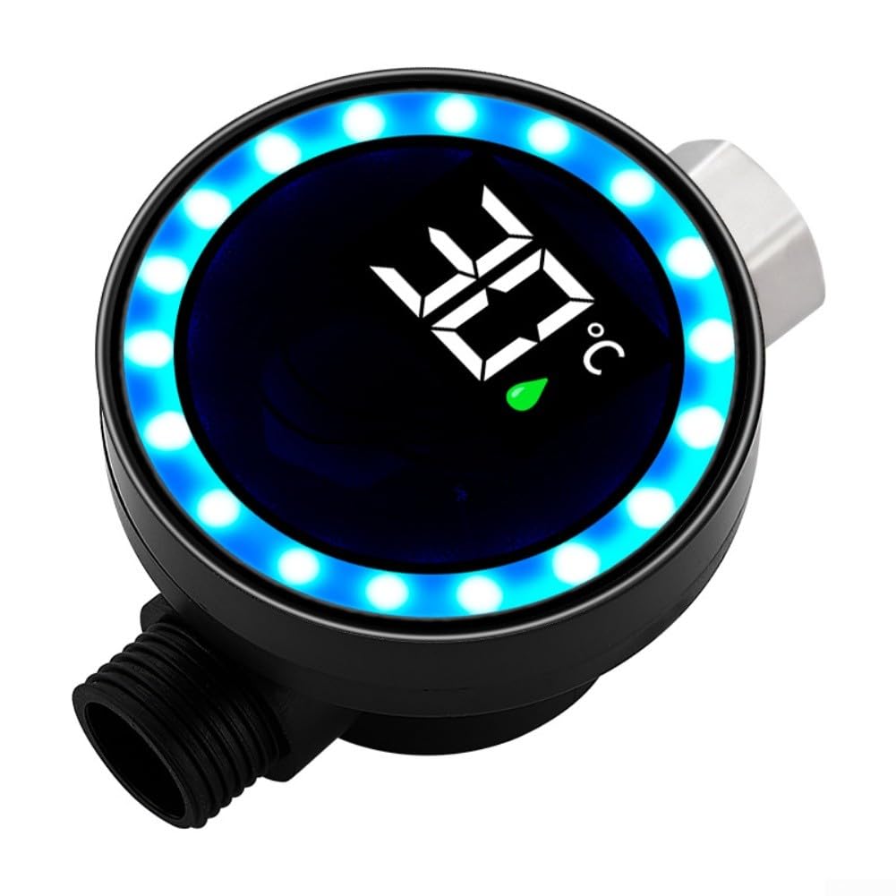 Gdfnmogo LED Water Temperature Monitor For Showers, Fully Waterproof And Water Powered With Three Color Indicator Light To For Safe Bathing Conditions