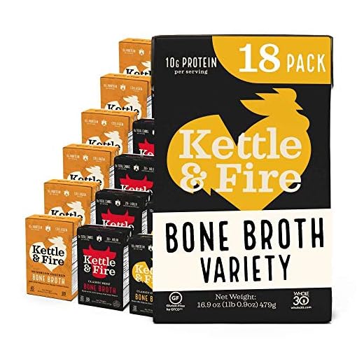 Bone Broth Variety Pack, Mushroom Chicken, Beef, and Chicken by Kettle and Fire, Keto Diet, Paleo Friendly, Whole 30 Approved, Gluten Free, with Collagen, 10g of Protein (Pack of 18)