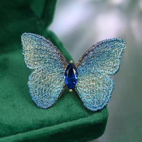 Image of Elegant Butterfly Wedding Brooch for Women Fashion Cubic Zirconia Corsage Unique Embroidery Party Elegant Insect Butterfly Lapel Pin for Suit Coat Jacket Sweater Accessories Gift Xmas Birthday