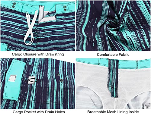 Image of unitop Men's Bathing Board Trunks Beach Shorts Holiday Hawaiian Colorful Striped