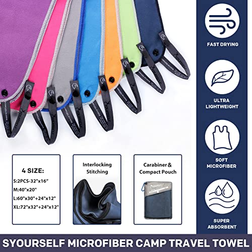 Syourself Microfiber Travel Towel,Quick Dry Towel Super Absorbent Camping Towel,Compact Camp Towel,Fast Drying Towel Backpacking Towel Sports Towel For Gym Hiking Beach Yoga Swim(M-Nblue:40" X 20") #TOP2