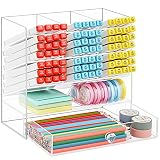 Marbrasse Clear Pen Organizer Storage, Acrylic Desk Organizer with 12 Compartments, Pen Organizer fo