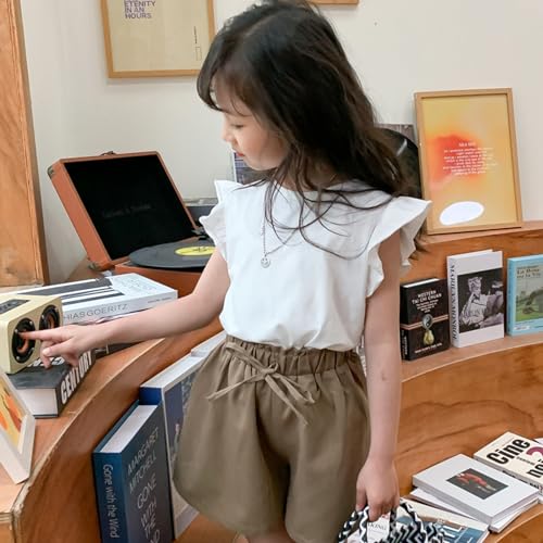 Image of Toddler Girls Ruffle Sleeve T-Shirt Plain Tank Tops Basic Blouse for Girl