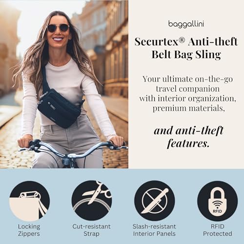Baggallini Securtex Anti-theft Belt Bag 8.8"x5.5" Crossbody Fanny Pack for Women RFID Wallet Locking Zipper Travel Purse by Baggallini - Image 2