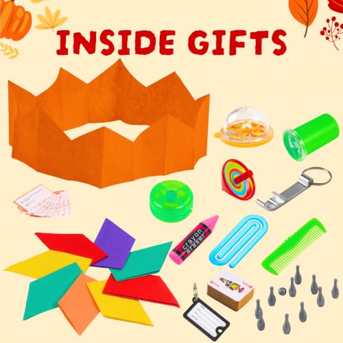 JOYIN 12 Pack Thanksgiving Party Table Favor No Snap No Popping with Party Hat, Joke & Gift Inside, Thanksgiving Holiday Traditions, Random gifts with Autumn Leaves, Pumpkin, Lettering Designs - Image 3