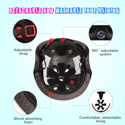 image for ZLEIOUY Color Gradient Adjustable Bike Helmet with Knee and Elbow Pads