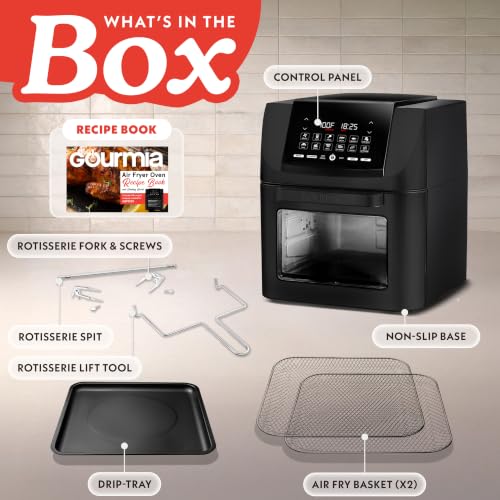 Image of Gourmia Air Fryer - 14 Qt All-in-One Oven with Rotisserie, Digital Display with 12 Presets, Roast, Bake, Broil, Dehydrate, Dishwasher Safe Accessories, Black