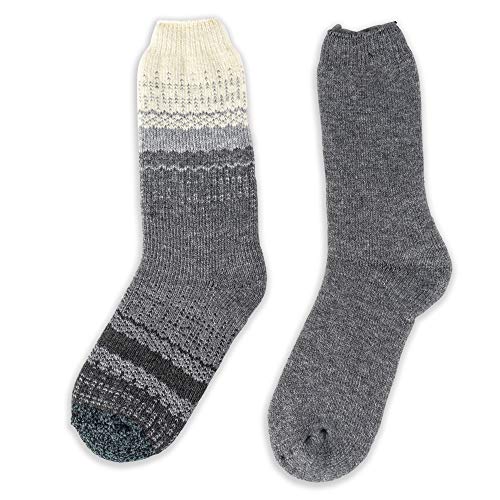 Hot Feet 2 Pack Warm Cozy Thermal Socks For Women - Thick Insulated Crew For Cold Winter Weather. Gradient Gray/Solid Gray #TOP1
