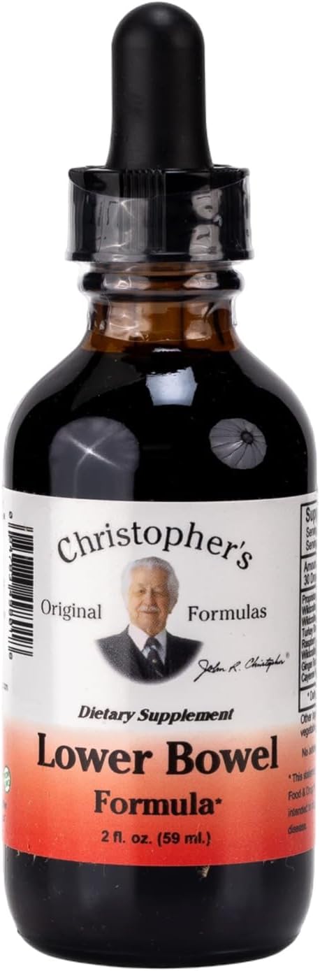 Christopher's Original Formulas Lower Bowel Extract, Herbal Support with Cascara Sagrada, Barberry & Ginger, 2 oz Liquid