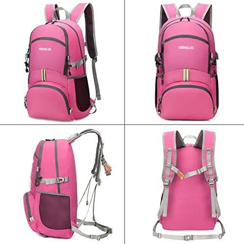 Werewolves 35L Hiking Backpack, Lightweight Foldable Packable Water Resistant Outdoor Daypack For Women Men (Rose Red, 35L) #TOP1
