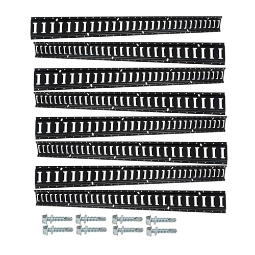 LABLT 8 Pack E Track Tie Down Rail Kit 5 for Garages, Vans, Trailers, Motorcycle Tie Downs, ATV Mountings ETrack Bar Rails Powder-Coat Black Secure Cargo & Heavy Loads Up to 2,000 lbs