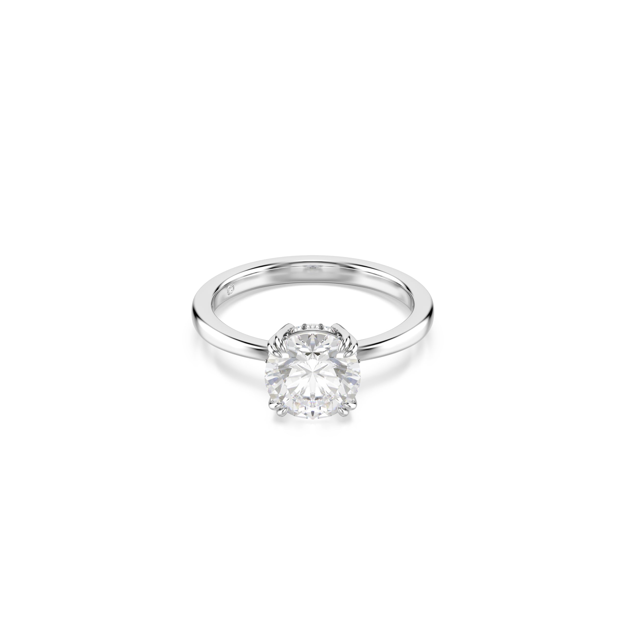 Swarovski Stilla Cocktail Ring, Round Cut, White, Silver-Tone Finish