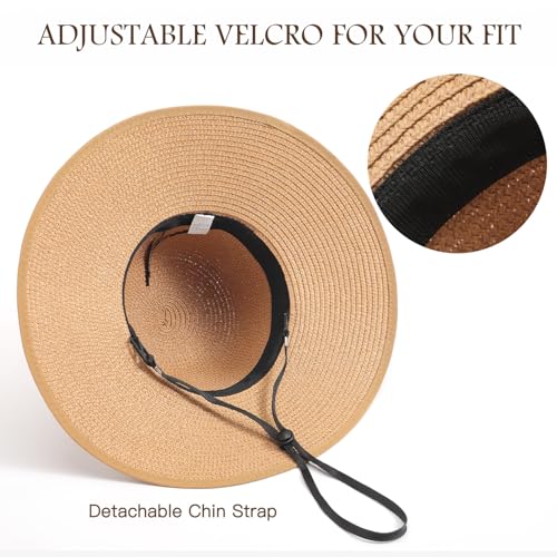 Image of Beach Sun Hats for Women, Straw Hat for Women, Womens Sun Hat UPF 50+ UV Protection, Summer Hats Packable Foldable