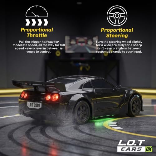 Image of L.O.T TOYS Flare Premium RC Drift Car | 4WD 20Kmph with Boost Mode, 2.4Ghz Long Range Remote, Hard Shell Body, LED Headlights, Race-Ready Build (Race Black)