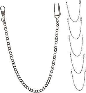 6 Piezas Cadena para Reloj de Bolsillo Vintage Accesorio de Aleación Metálica Retro con Clip Rápido Compatible con Relojes de Hombre para Eventos Formales y Diario