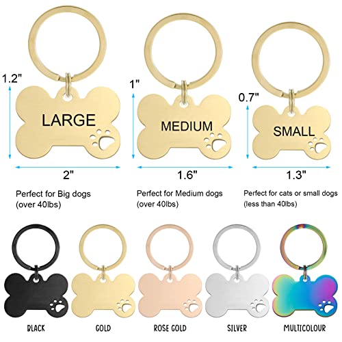 Natiform Personalized Pet Id Tags, Brushed Stainless Steel Dog Tags, Customizable Text, Engraved On Both Sides, Hollowed Paw Shaped Collar Pendant( S Gold) #TOP3