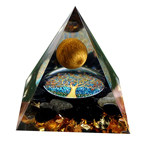 Besorgone Orgonite Pyramid For Positive Energy Chakra Orgone With Crystal Healing Stones Attract Wealth Wisdom Meditation Gift (Tiger Eye - Obsidian) #TOP1