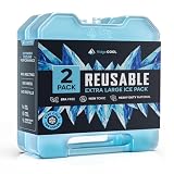 2 Pack Extra Large Ice Packs for Cooler, Reusable Freezer Packs for Camping