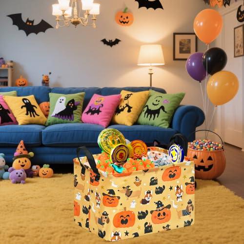 Image of Halloween Pumpkin Ghost Storage Basket, Black Cat Spider Gift Toy Organizer