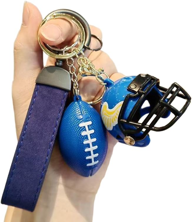 2 Pack Football Helmet and Ball Keychain Set - Mini Sports Keychains for Football Fans, Game Day Party Favors, Gifts for Men, Kids, Sports Lovers, Backpack Accessories