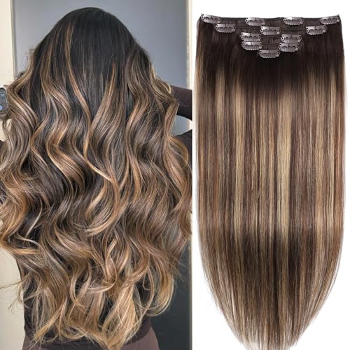 Clip in Hair Extensions Real Human Hair Extensions 20 Inch