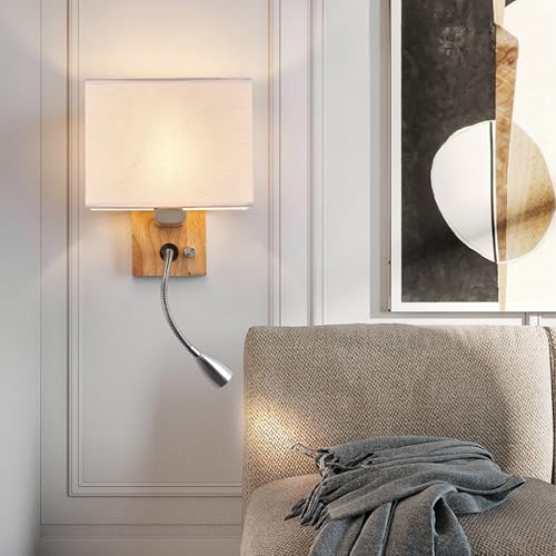 Aplique de pared giratorio 360° E27 interior con pantalla beige suave 5