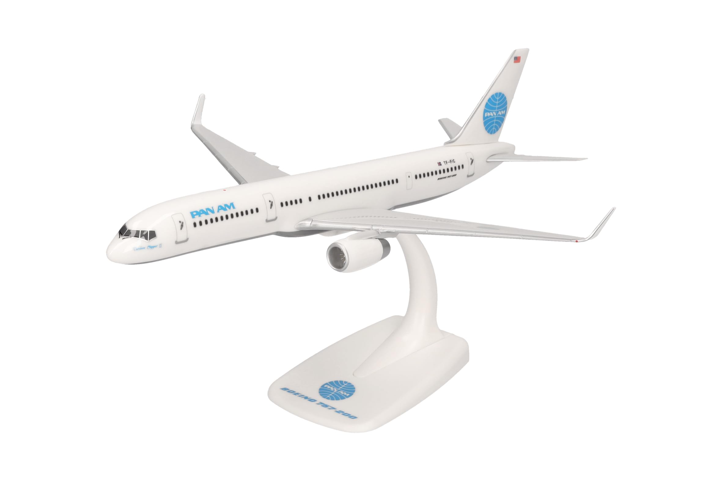 Herpa Snap-fit Airplane Model Boeing 757-200 Pan Am Transatlantic
