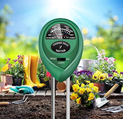 Soil Tester, Soil Moisture/PH/Light Meter Plant Soil Test Kit Indoor Outdoor Use, No Battery Needed Easy to Read Hygrometer Moisture Sensor Water Meter for Potted Plants Trees Lawn Farm Garden