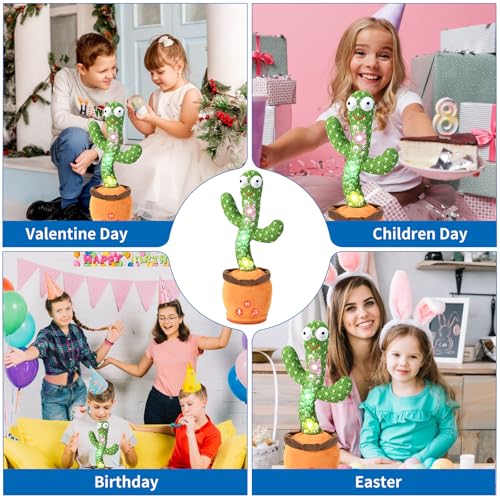 SANJOIN Dancing Talking Cactus Toy for Baby Toddler, Boys Girls Gifts Singing Mimicking Cactus Toy Recording Repeating What You Say Cactus Baby Toy with 120 English Songs (Cactus-Druming) - Thumbnail 7