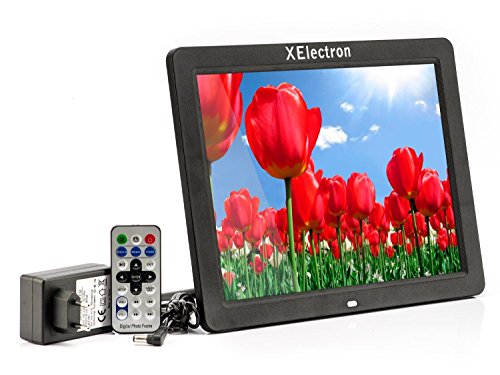 Image of XElectron 12 inch IPS LED Digital Photo Frame with HD Display, Auto-Rotate, Play Photos, Videos, Music and Slideshow with SD Card, USB Ports (Black)