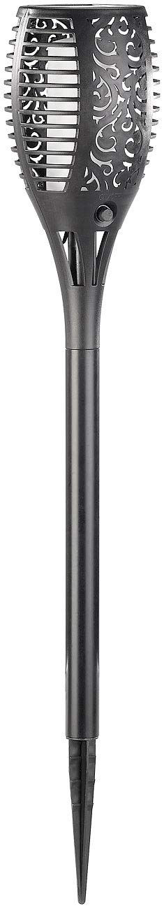 Lunartec Solar Garten Fackel 4er-Set LED-Solar-Gartenfackeln mit Flammen-Effekt und Akku 58 cm