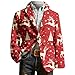 Mens Christmas Blazers Ugly Jacket One Button Fashion Suit Jacket Long Sleeve Office Xmas Graphic Winter Colthes Red 3X-Large