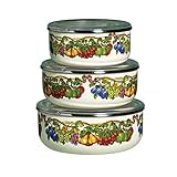 Kensington Garden Collection- Porcelain Enamel Non Stick Non-Corrosive, 6 Piece Covered Mixing Bowl...