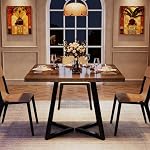 Tribesigns Square Dining Table for 2, 31.5" Industrial Dinner Table with Metal Base, Kitchen Table for Dining Room, Small Space, Apartment, Rustic Brown & Black
